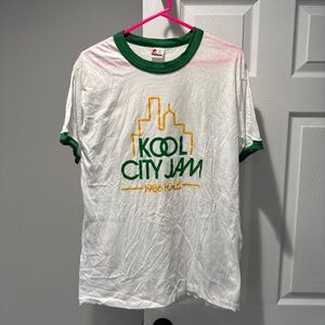 Vintage Kool Cigarettes T-Shirt City Jam 1986 Tour Green Piping Tee 80s Mens L